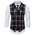 Double-breasted Plaid Vest