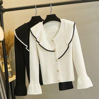 Bell-sleeve Ruffled Cardigan