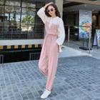 Long-sleeve Two-tone Jumpsuit