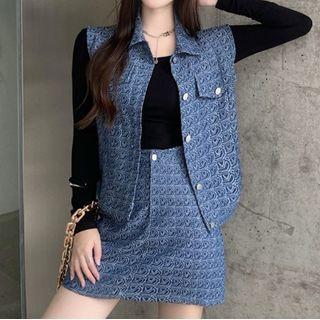 Pattern Denim Vest / Pattern Denim Skirt