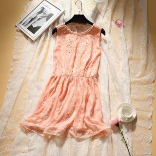Sleeveless Sequined Open Back A-line Mini Dress Pink - One Size