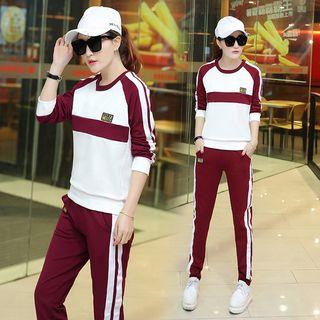 Set: Contrast Trim Pullover + Jogger Pants