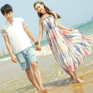 Couple Matching Printed Short-sleeve T-shirt / Midi Dress
