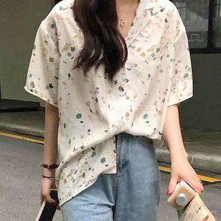Short-sleeve Geometric Print Shirt