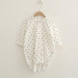 Dotted Short-sleeve Dip Back Shirt
