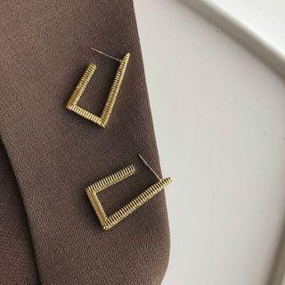 Rhinestone Geometric Hoop Earring 1 Pair - As Shown In Figure - One Size