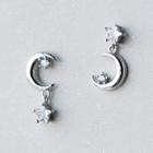 925 Sterling Silver Moon-and-star Earrings