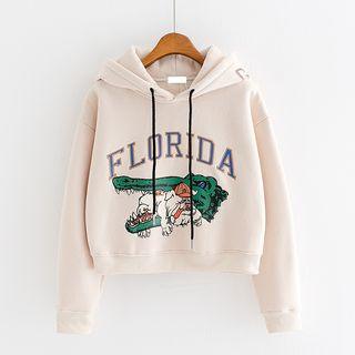 Cropped Printed Hoodie