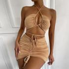 Halter-neck Lace-up Bodycon Dress