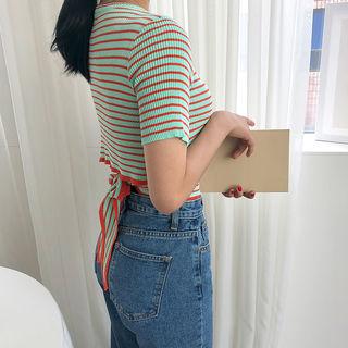 Tie-back Stripe Cropped Top