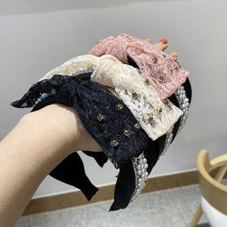 Rhinestone Lace Bow Headband
