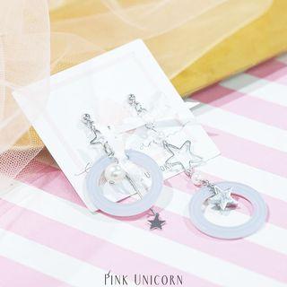 Non-matching Faux Pearl Alloy Star & Hoop Dangle Earring