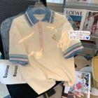Short-sleeve Color Block Polo Collar T-shirt