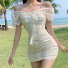 Cold-shoulder Lace Mini Sheath Dress