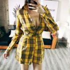 Long-sleeve Plaid Playsuit