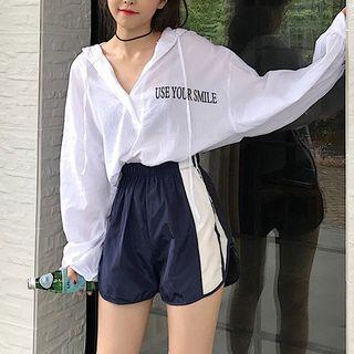 Lettering Light Jacket / Color Block Shorts