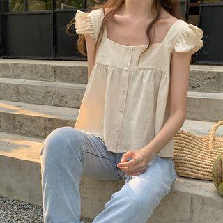 Cap-sleeve Square-neck Flowy Top