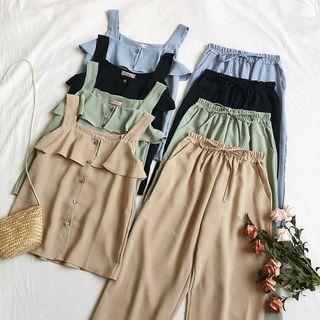 Set: Buttoned Camisole + Wide Leg Pants