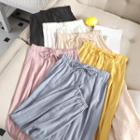 Bow Lace-up Gathered Cuff Accordion Pleat Chiffon Pants