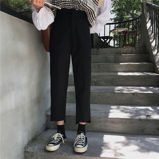 Plain Straight-leg Cropped Pants