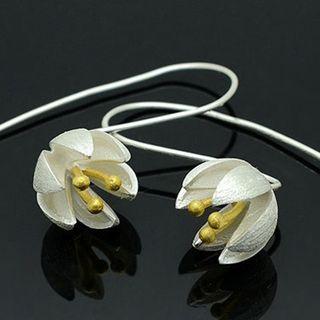Flower Pull Through Earrings Silver - One Size