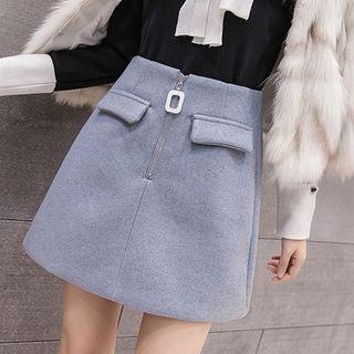 Mini Zip-front A-line Skirt
