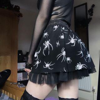 Spider Print Mini A-line Skirt
