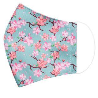 Handmade Water-repellent Fabric Mask Cover (flower Print)(adult) Green - One Size