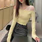 Lace Panel Knit Top Yellow - One Size