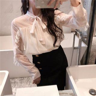 Tie-neck Blouse As Shown In Figure - One Size