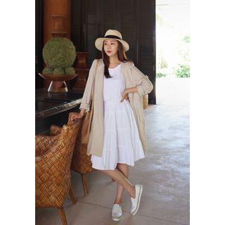 Notched-lapel Single-breasted Linen Coat