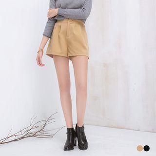 Textured Pleated-front Shorts