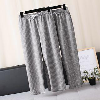 Elastic Waist Stripe / Plaid Plus Size Sweatpants