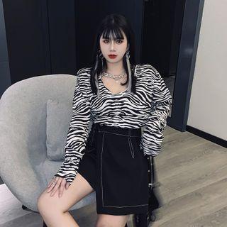 Long-sleeve Zebra Top / Wrap Skort