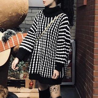 Striped Long Sweater Black - One Size