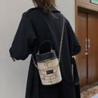 Top Handle Houndstooth Chain Bucket Bag