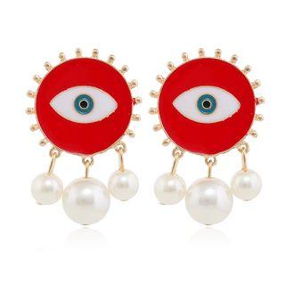 Alloy Eye Faux Pearl Fringed Earring