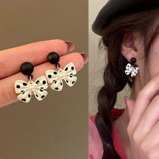 Bow Polka Dot Alloy Dangle Earring