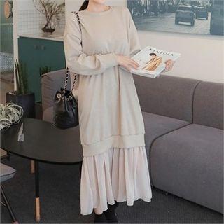Tulle Layered-hem Long Pullover Dress