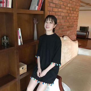 Tasseled Elbow-sleeve T-shirt