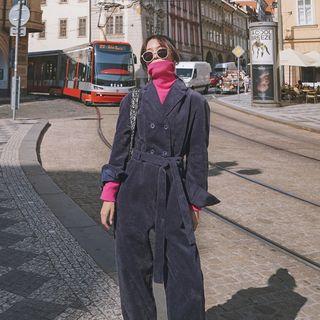 Double Breasted Corduroy Jumpsuit