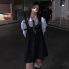 Short-sleeve Blouse / Sleeveless Dress / Tie / Set