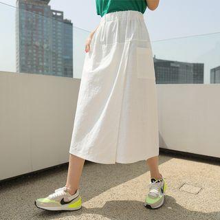 Wrap-front Patch-pocket Wide-leg Pants