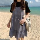Crew-neck Short-sleeve T-shirt / Spaghetti Strap Dress