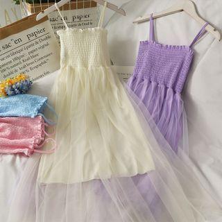 Sleeveless Smocked Mesh Midi Dress In 5 Colors