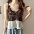 Checkerboard Knit Flowy Camisole Top