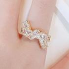 Knot Rhinestone Alloy Open Ring Ly2646 - Ring - Gold - One Size