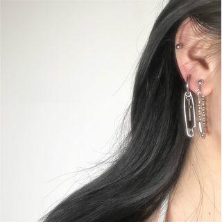 Chain / Cross Hoop Earring / Clip-on Earring