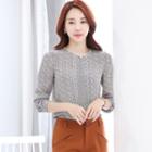 Lace-trim Printed Chiffon Blouse