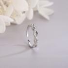 925 Sterling Silver Rhinestone Open Ring Rs495 - Platinum - One Size